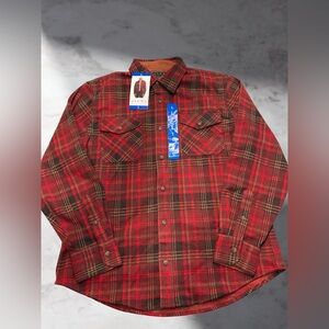 Jachs Men's Plaid Flannel Shirt Size Large Colpr Red and brown